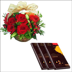 "Flower basket , Bournville chocolates - 3bars - Click here to View more details about this Product